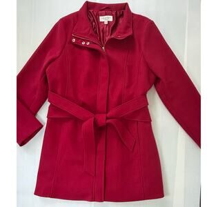 LAUNDRY Shelli Segal Sz XL Belted Mid-length Drk Pink Fusia Cranberry